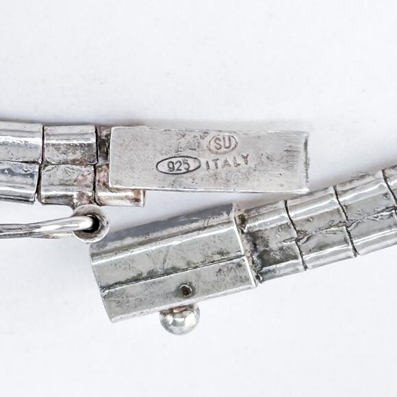 AS IS Vintage Italy Sterling Silver 925 4.2mm Omega Necklace 16" - Picture 4 of 7